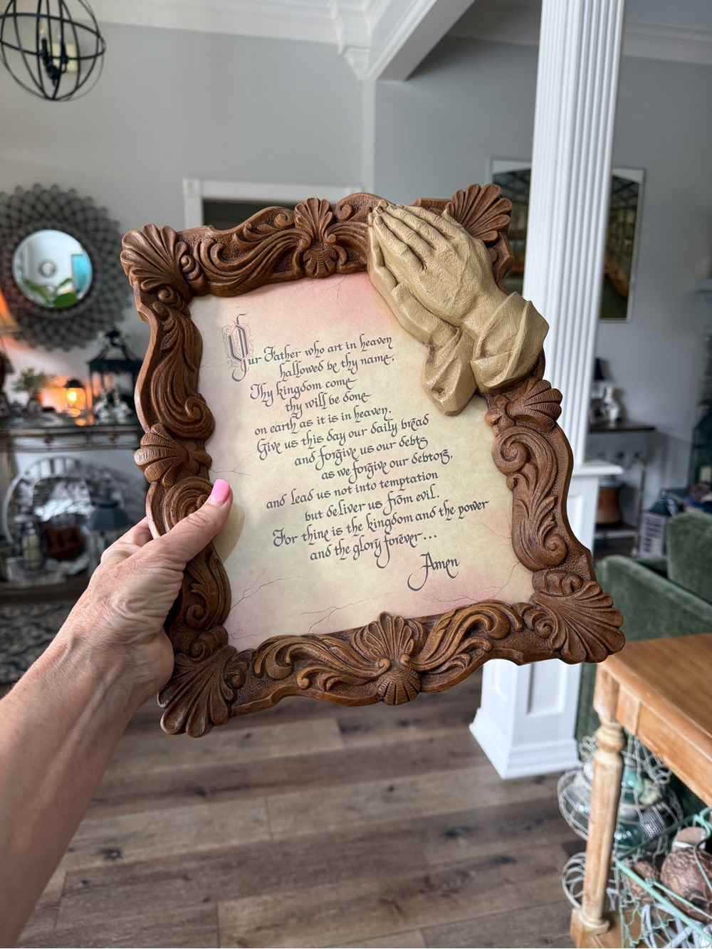 Vintage Lords Prayer 3D Faux Wood Picture - Picture 12 of 13